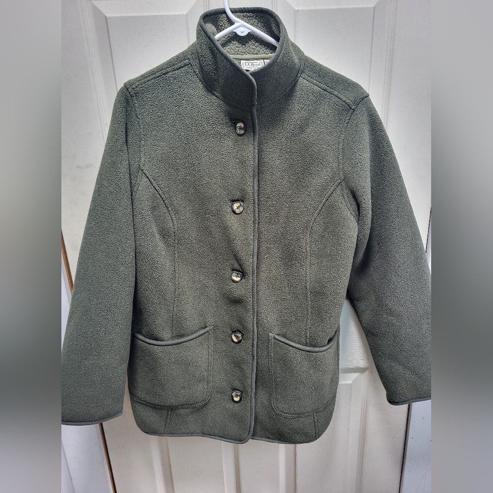 LL Bean Polartec Womens Medium Button Down Coat Soft